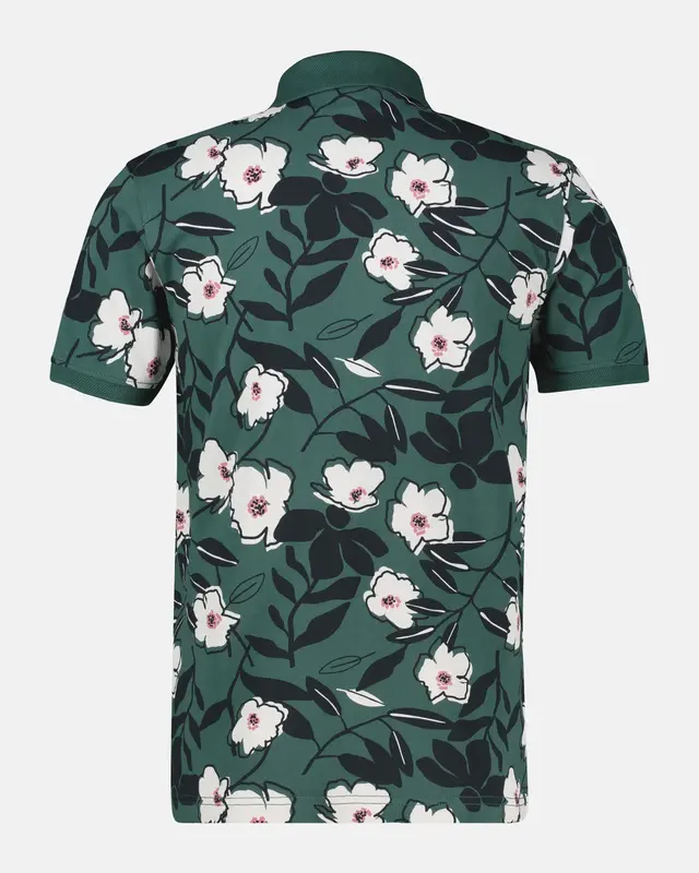 Lerros Poloshirt Floral Print - Soft Teal