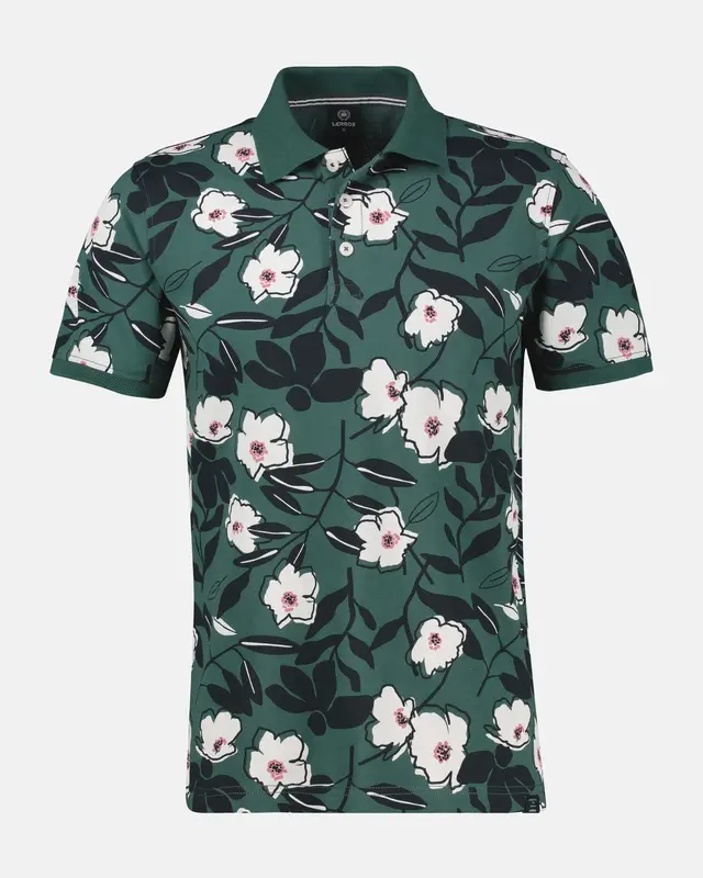 Lerros Poloshirt Bloemenprint - Soft Teal