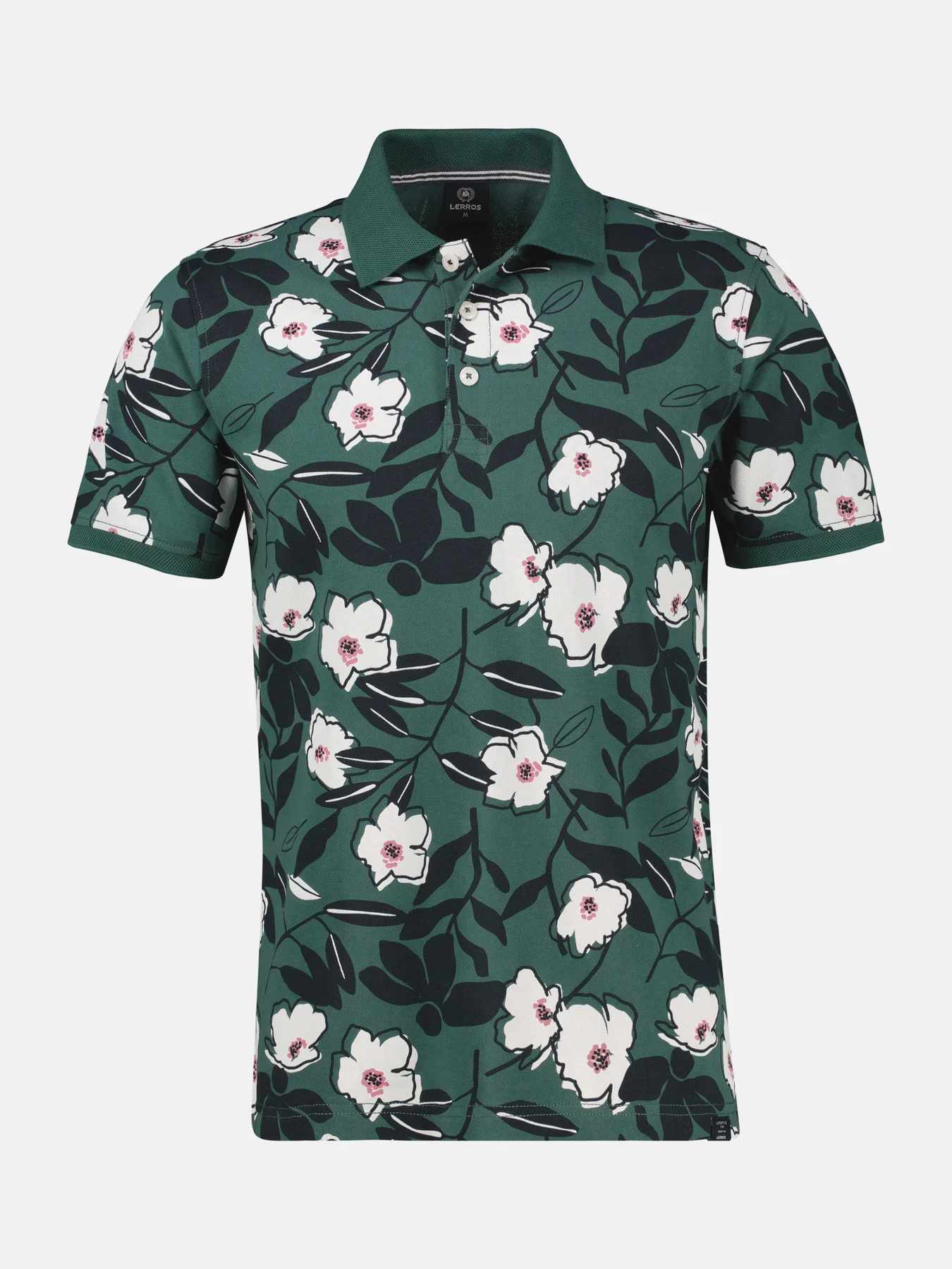 Lerros Poloshirt Floral Print - Soft Teal