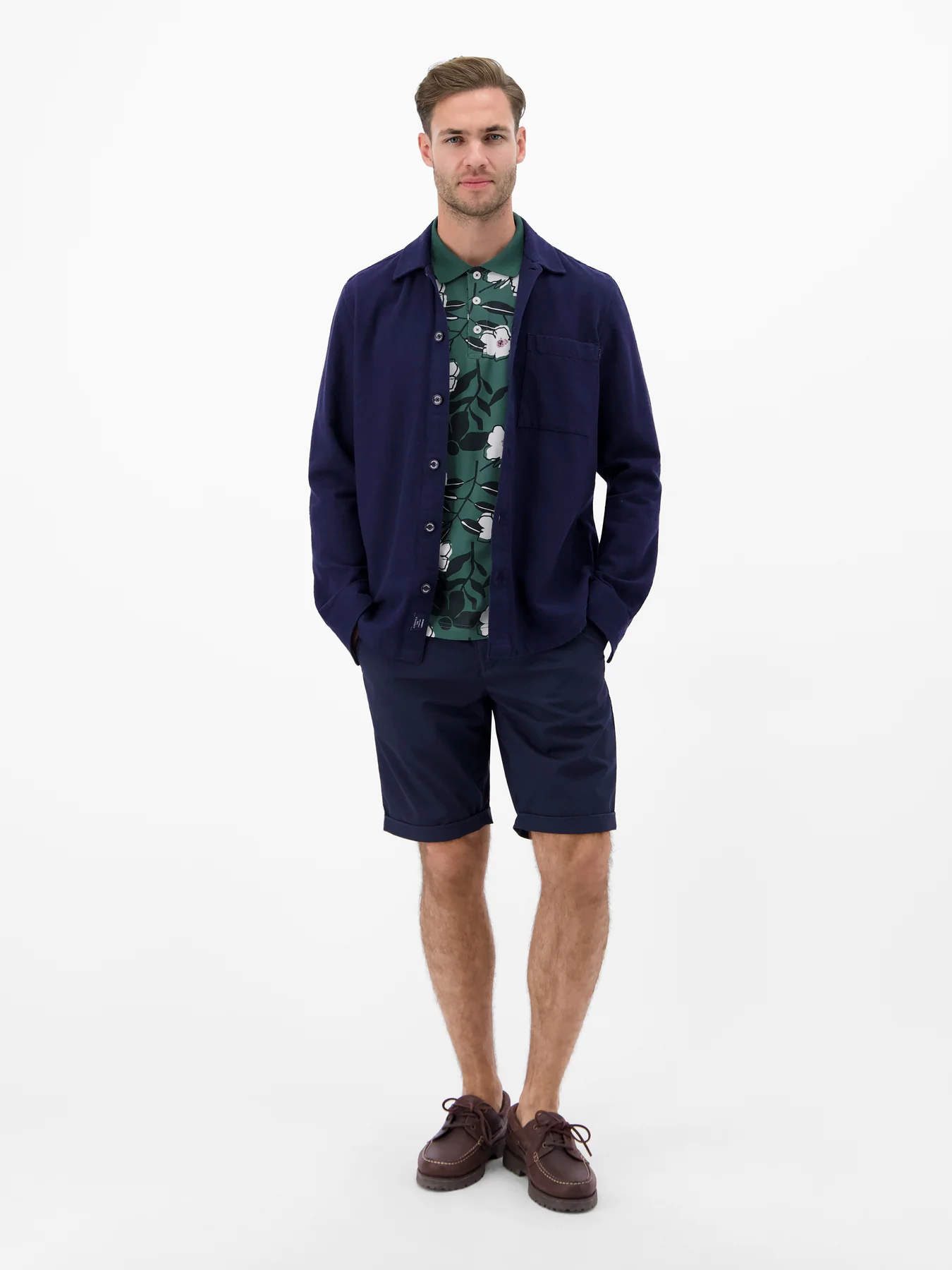 Lerros Poloshirt Bloemenprint - Soft Teal