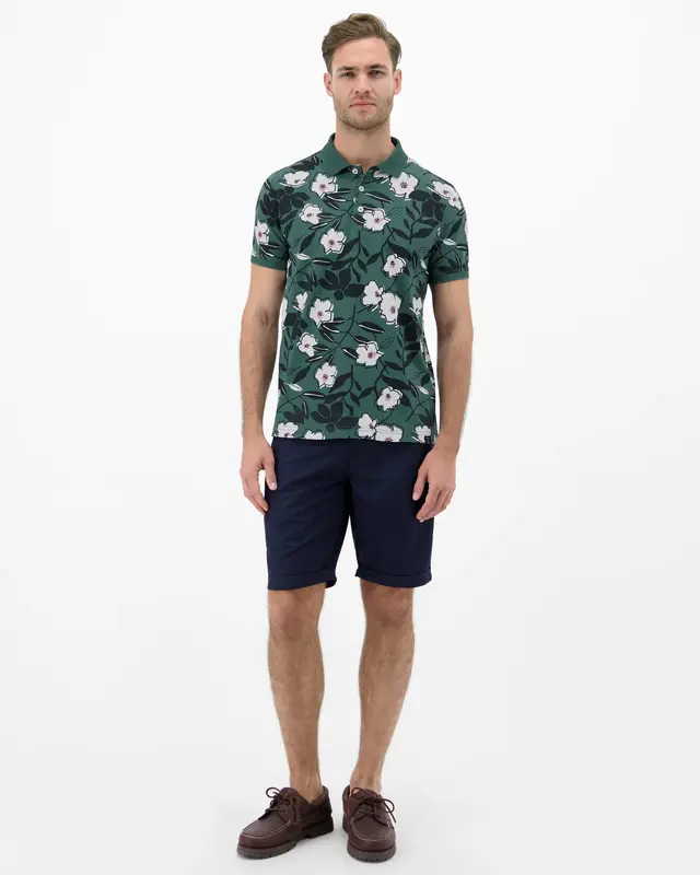 Lerros Poloshirt Floral Print - Soft Teal