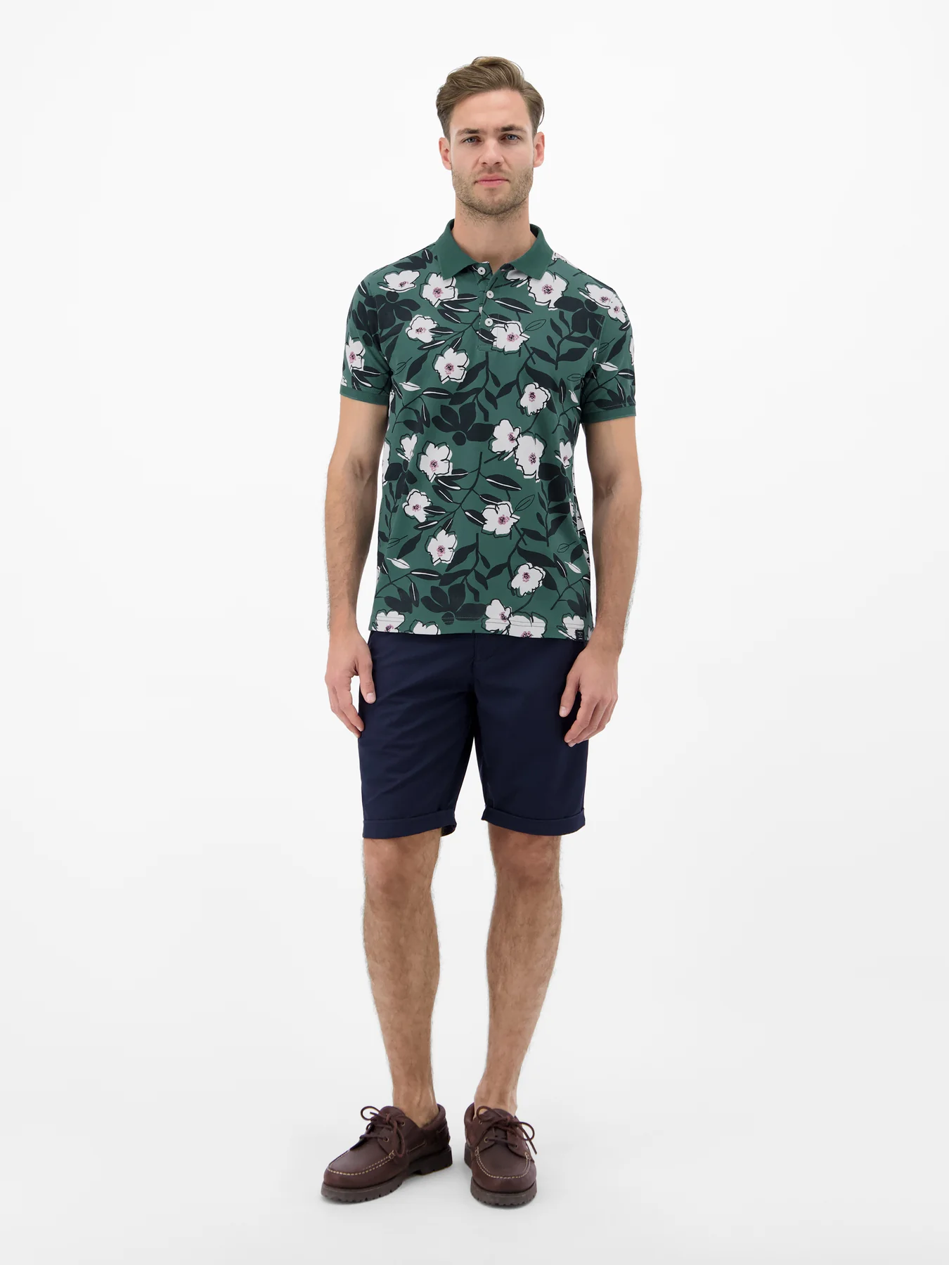 Lerros Poloshirt Bloemenprint - Soft Teal
