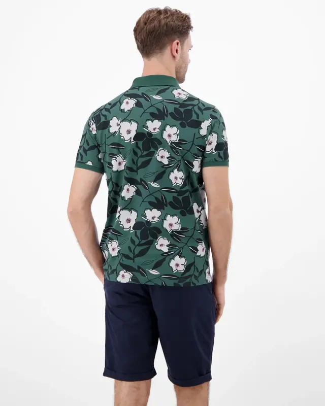 Lerros Poloshirt Floral Print - Soft Teal