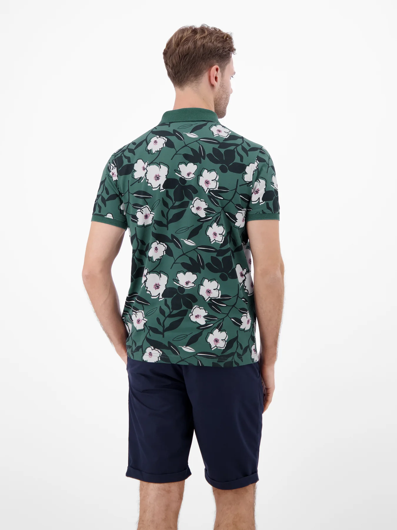 Lerros Poloshirt Floral Print - Soft Teal