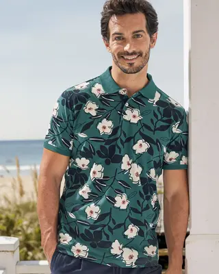 Lerros Poloshirt Blumenprint - Soft Teal