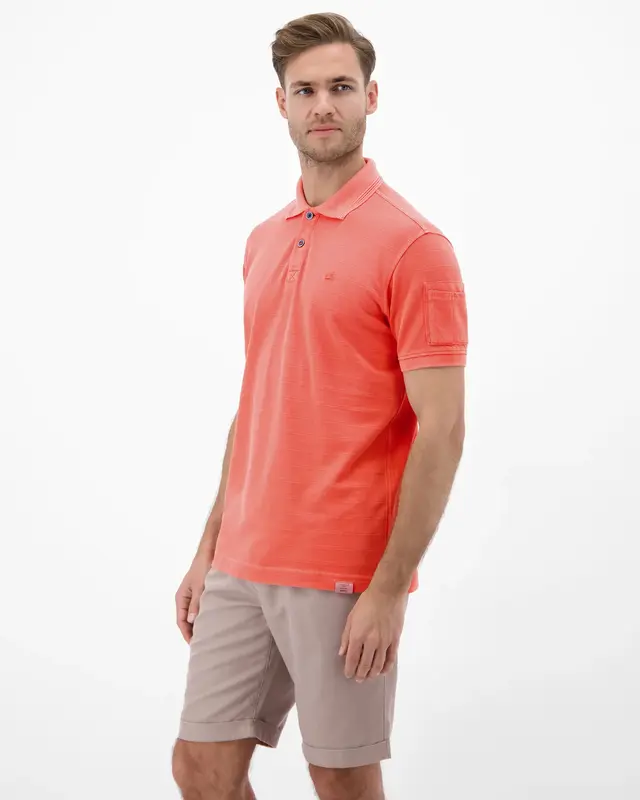 Lerros Poloshirt, Striped Piqué - Vivid Red