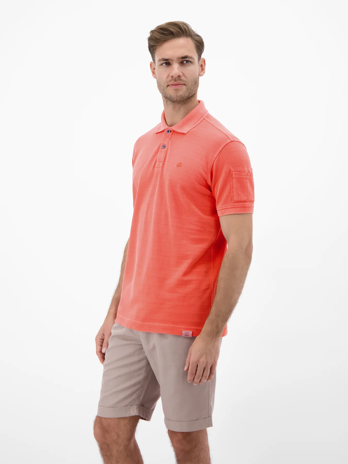 Lerros Poloshirt, Striped Piqué - Vivid Red