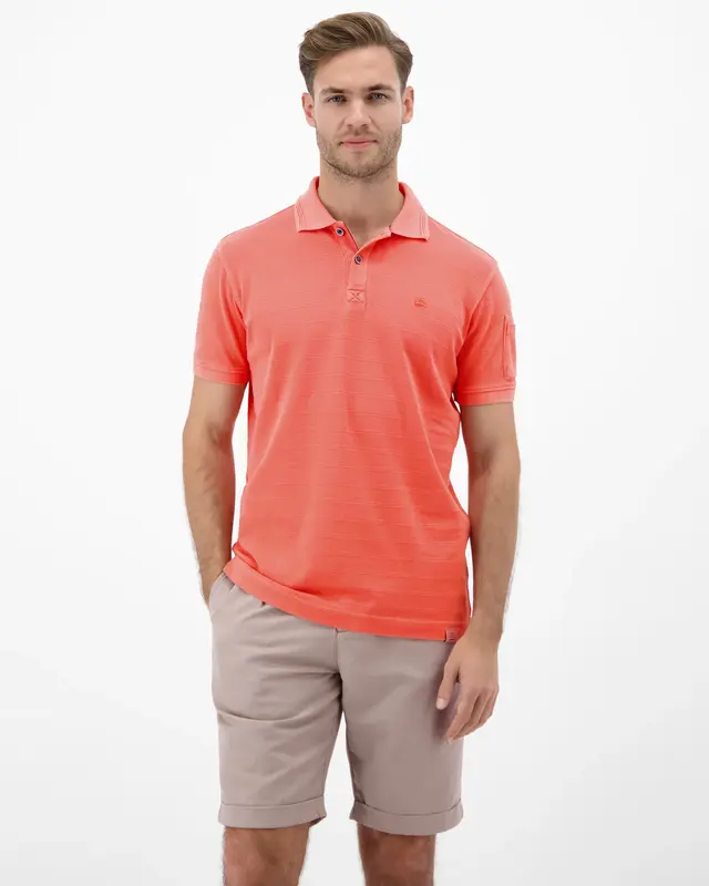 Lerros Poloshirt, Striped Piqué - Vivid Red