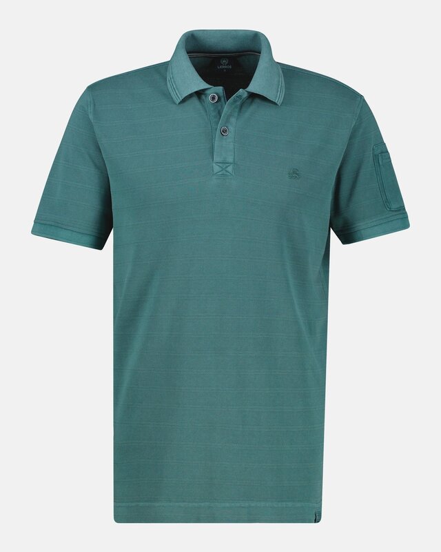 Lerros Poloshirt, Gestreepte Piqué - Soft Teal