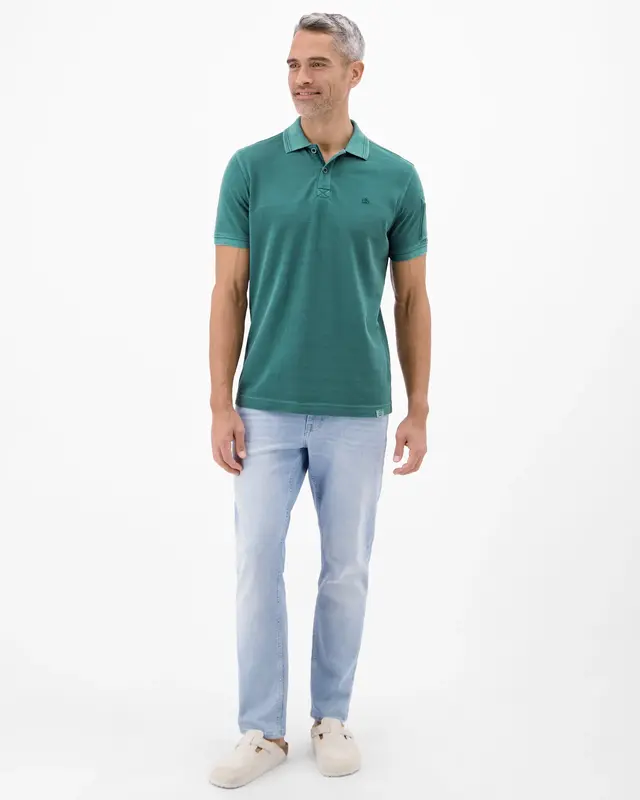 Lerros Poloshirt, Gestreepte Piqué - Soft Teal