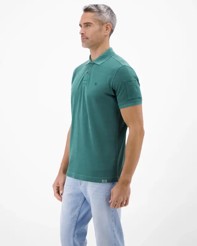 Lerros Poloshirt, Striped Piqué - Soft Teal
