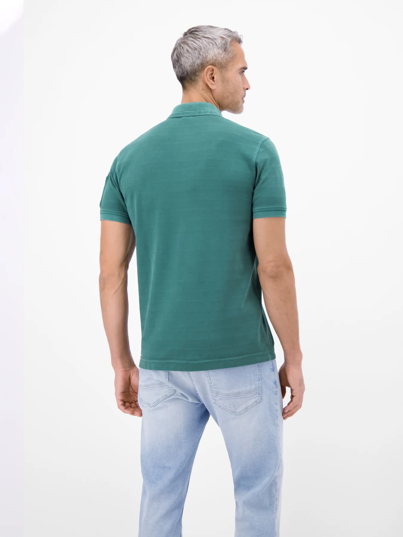 Lerros Poloshirt, Gestreepte Piqué - Soft Teal