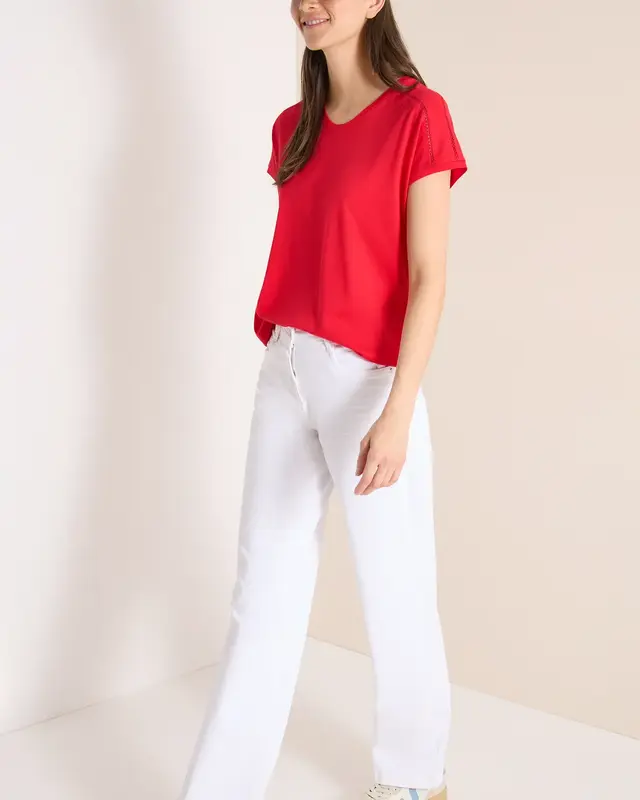 Cecil V-Neck Shirt - Glazed Apple Red