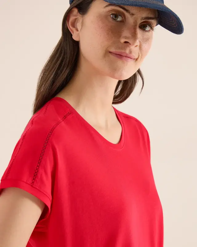 Cecil V-Neck Shirt - Glazed Apple Red