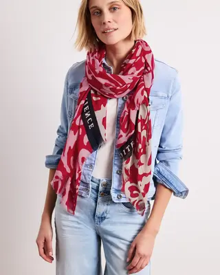 Street One Modal Sjaal Bloemenpatroon - Salsa Red