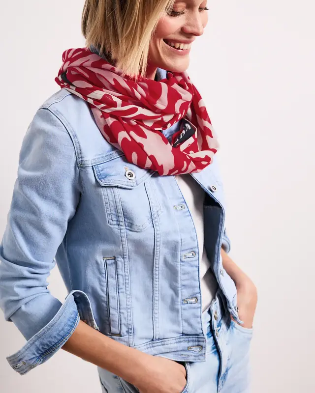 Street One Modal Scarf Floral Print - Salsa Red