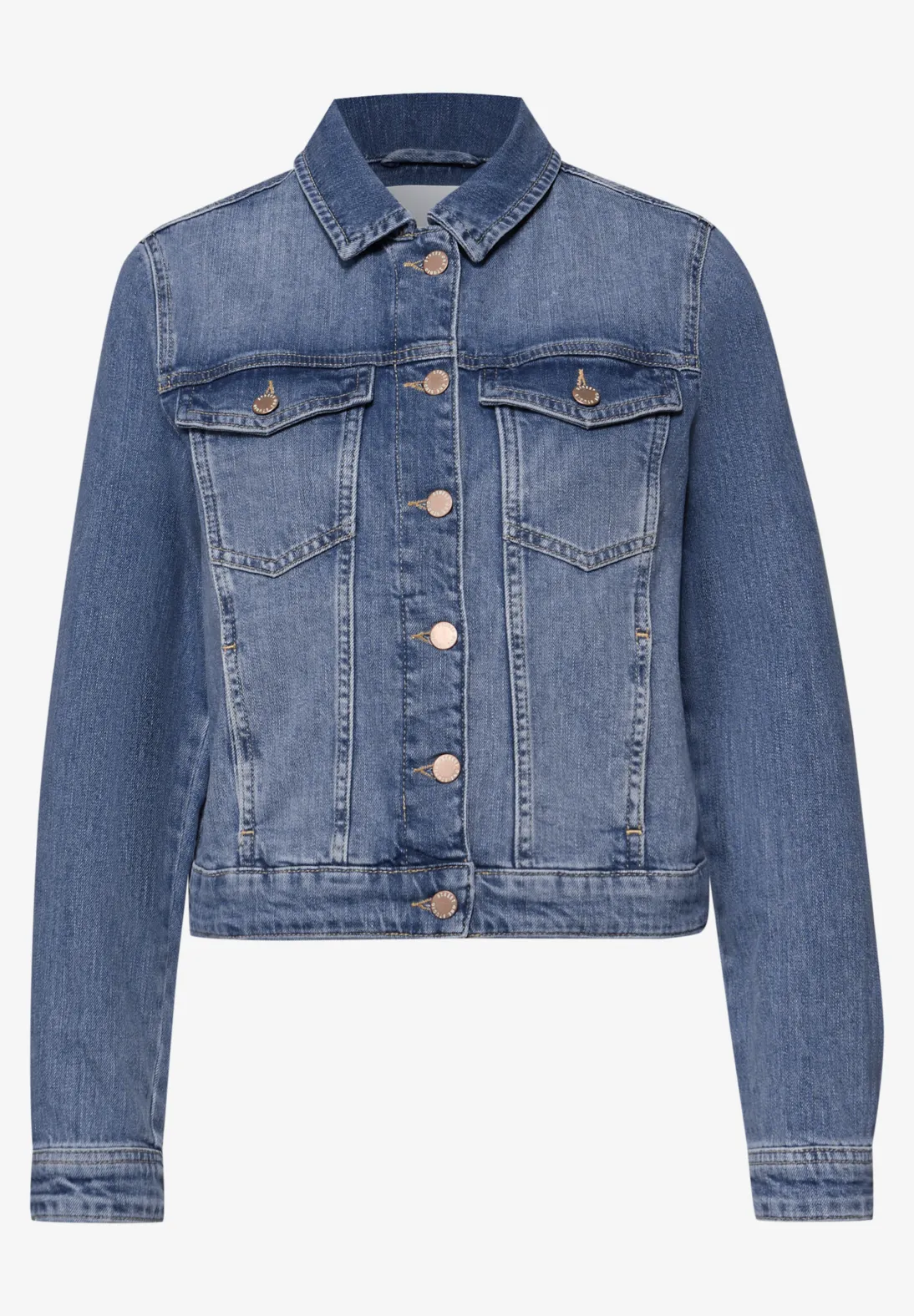 Street One Studio Denim Jack met Rugprint - Medium Blue Wash