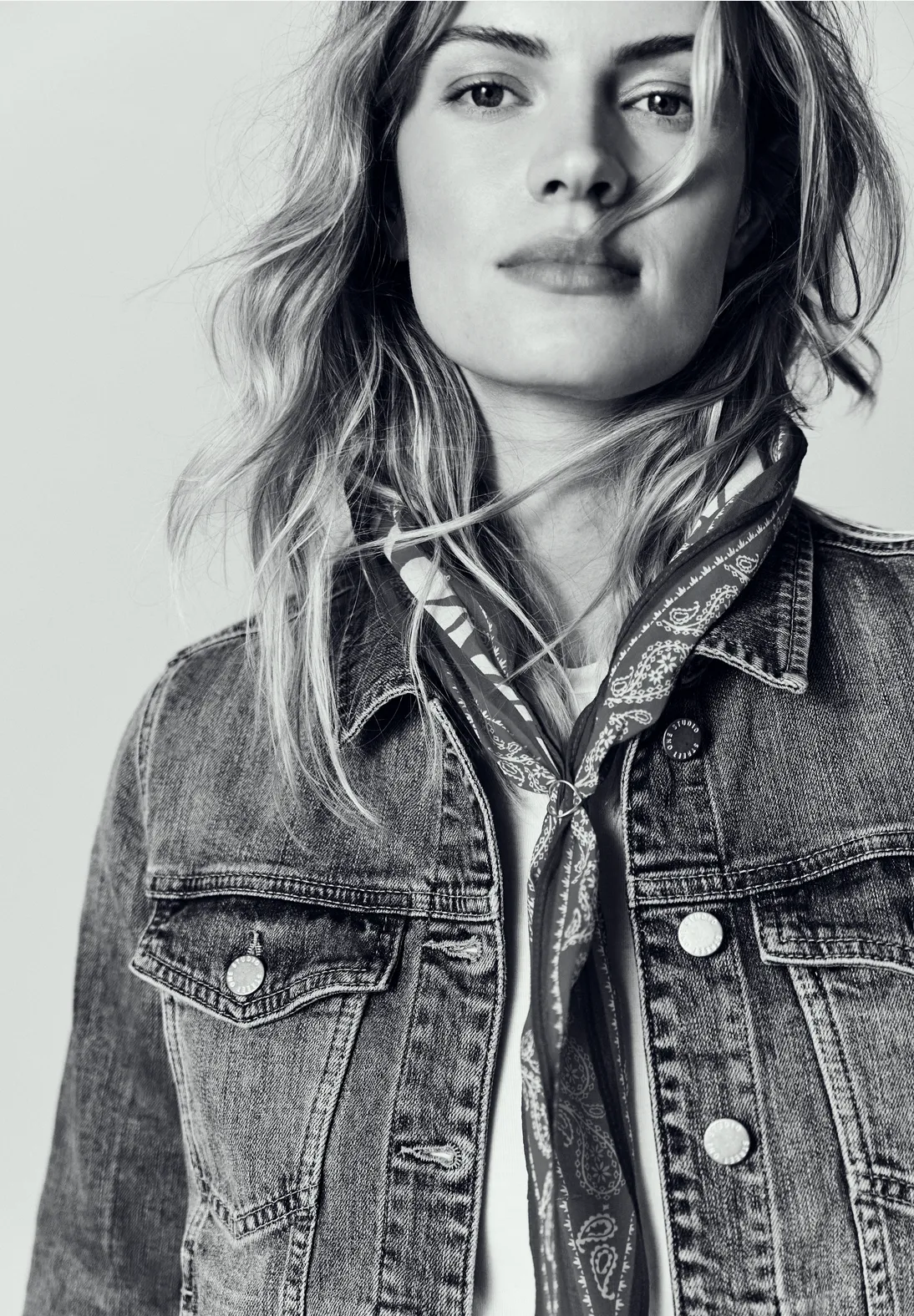 Street One Studio Denim Jack met Rugprint - Medium Blue Wash