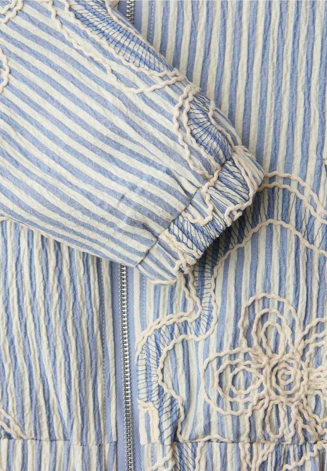 Street One Studio Blouson Stripes and Embroidery - Sky Lavender Blue