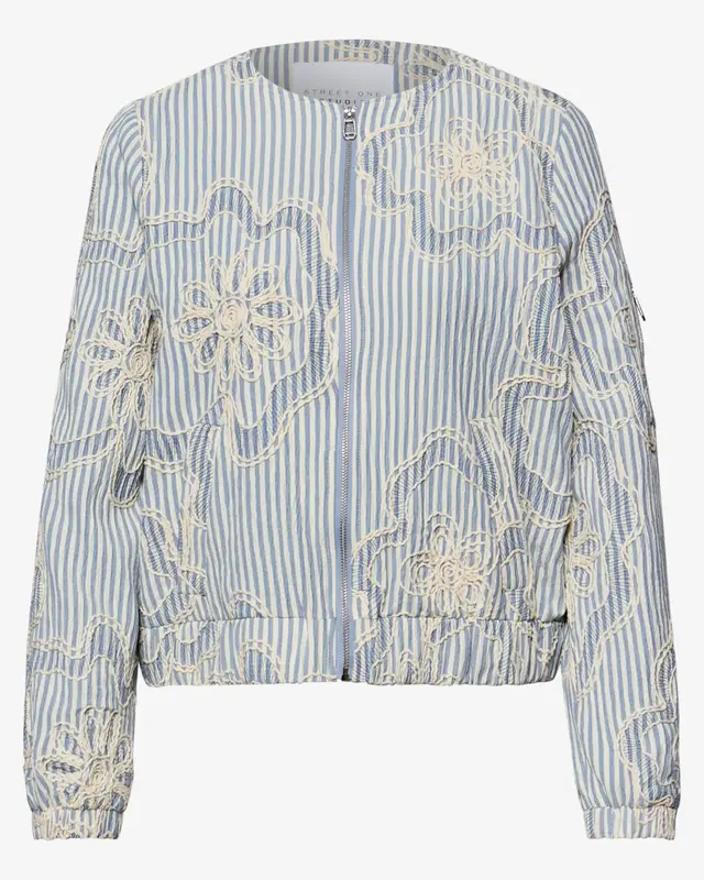 Street One Studio Blouson Strepen en Borduursel - Sky Lavender Blue