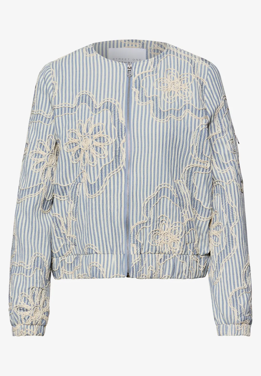 Street One Studio Blouson Streifen und Stickerei - Sky Lavender Blue