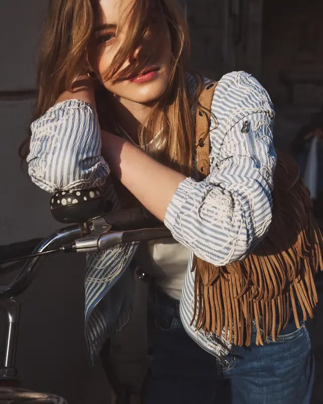 Street One Studio Blouson Stripes and Embroidery - Sky Lavender Blue