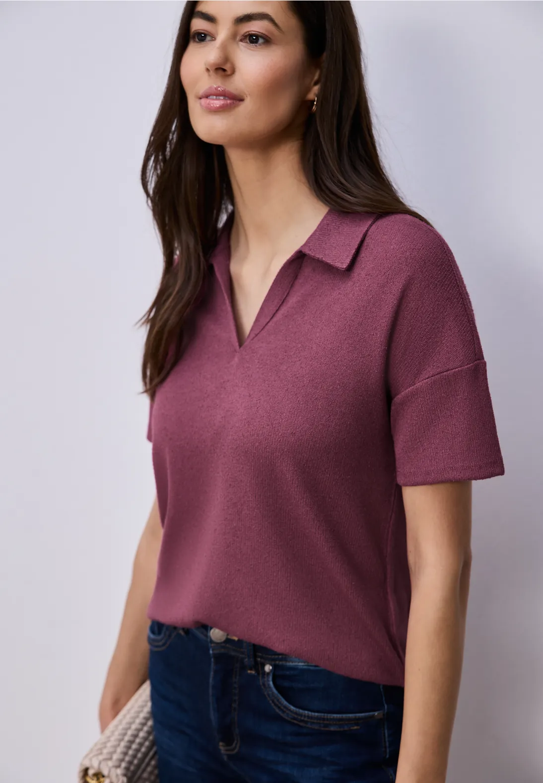Street One Unifarbe Polo - Dark Clouded Blush