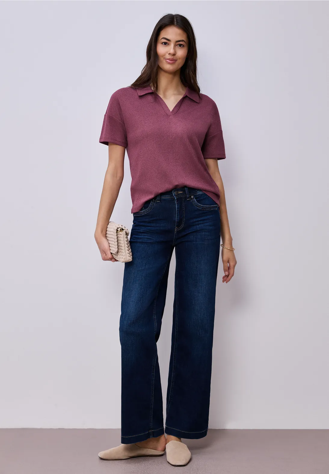 Street One Unifarbe Polo - Dark Clouded Blush