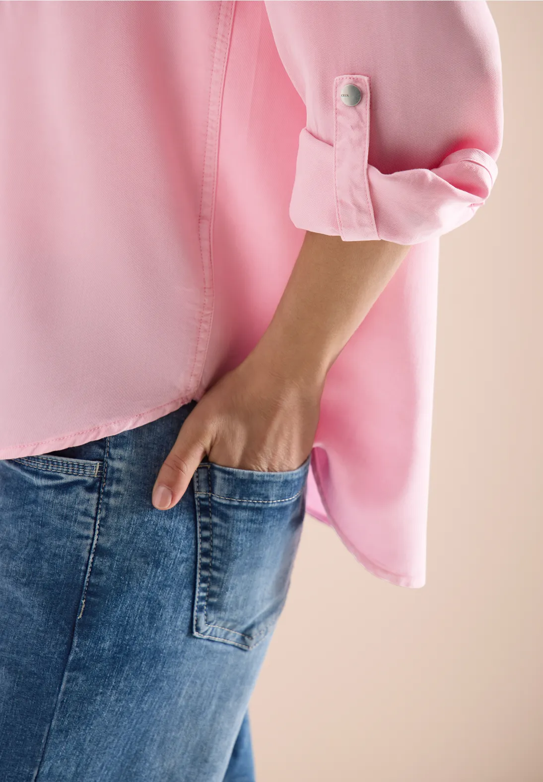 Cecil Blouse met Overhemdkraag - Light Blush Rose