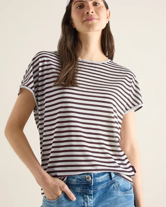 Cecil Striped Shirt - Rich Burgundy