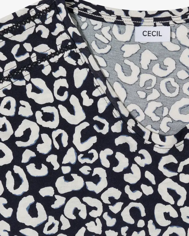 Cecil Shirt mit Leo Muster - Urban Dark Blue