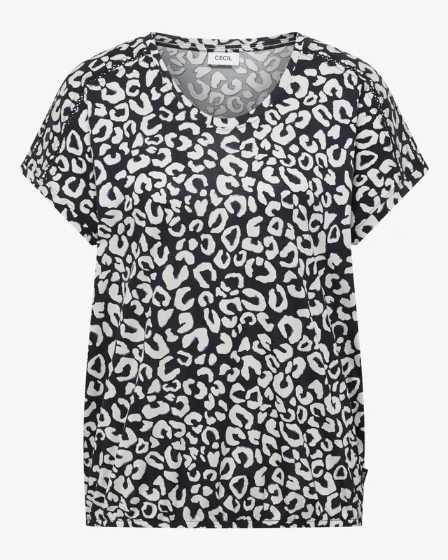 Cecil Shirt met Leo Print - Urban Dark Blue