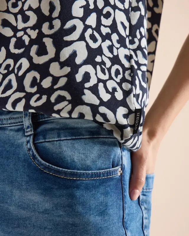 Cecil Shirt met Leo Print - Urban Dark Blue