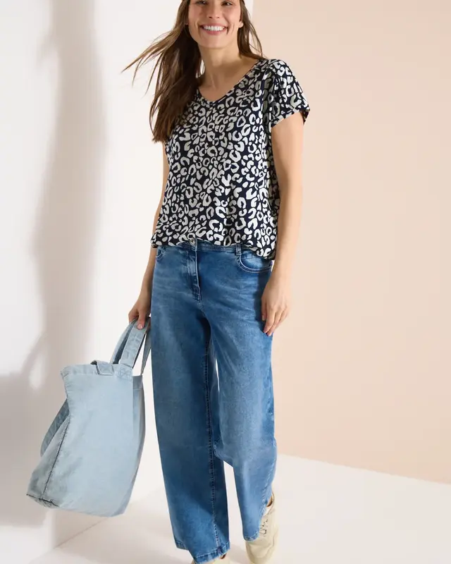 Cecil Shirt met Leo Print - Urban Dark Blue