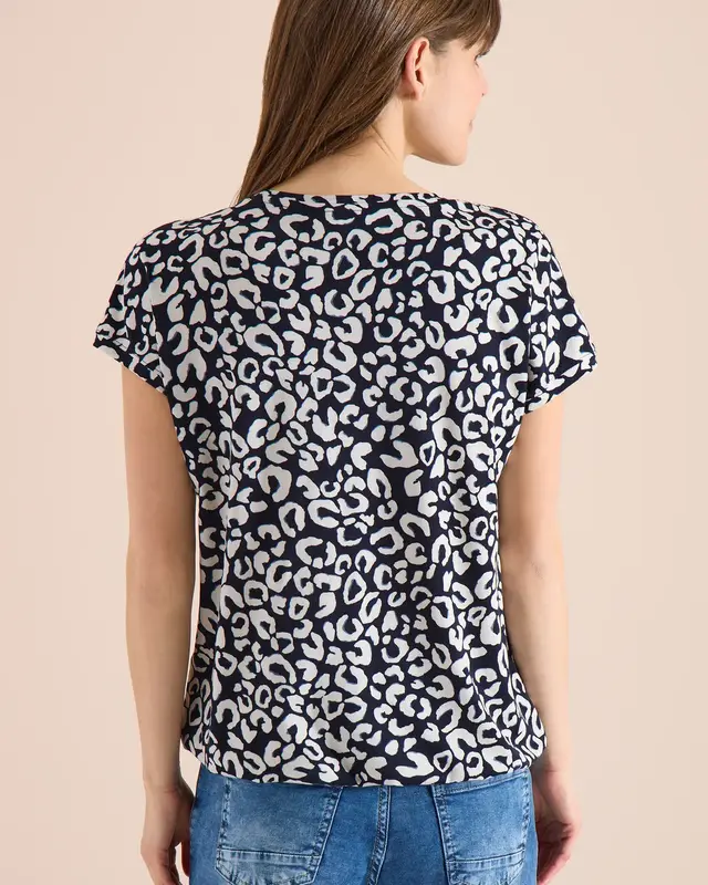 Cecil Shirt met Leo Print - Urban Dark Blue