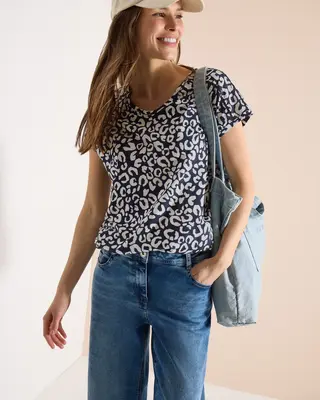 Cecil Shirt met Leo Print - Urban Dark Blue
