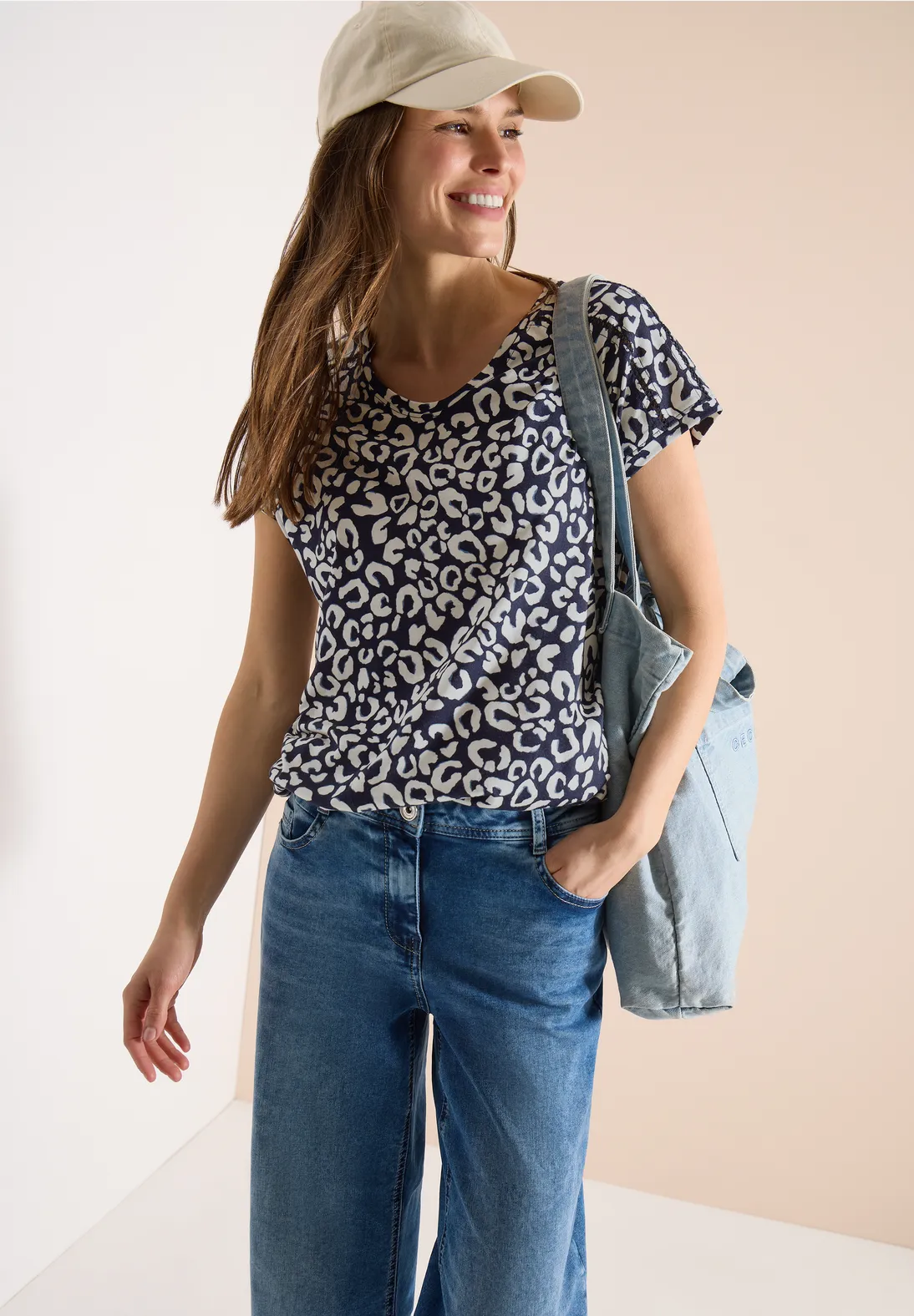 Cecil Shirt met Leo Print - Urban Dark Blue