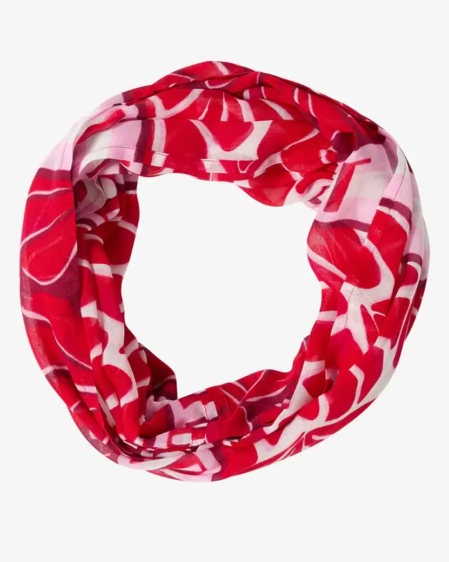 Cecil Loop Scarf with Print - Glazed Apple Red