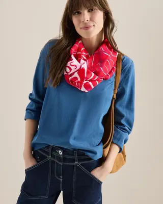 Cecil Loop Scarf with Print - Glazed Apple Red