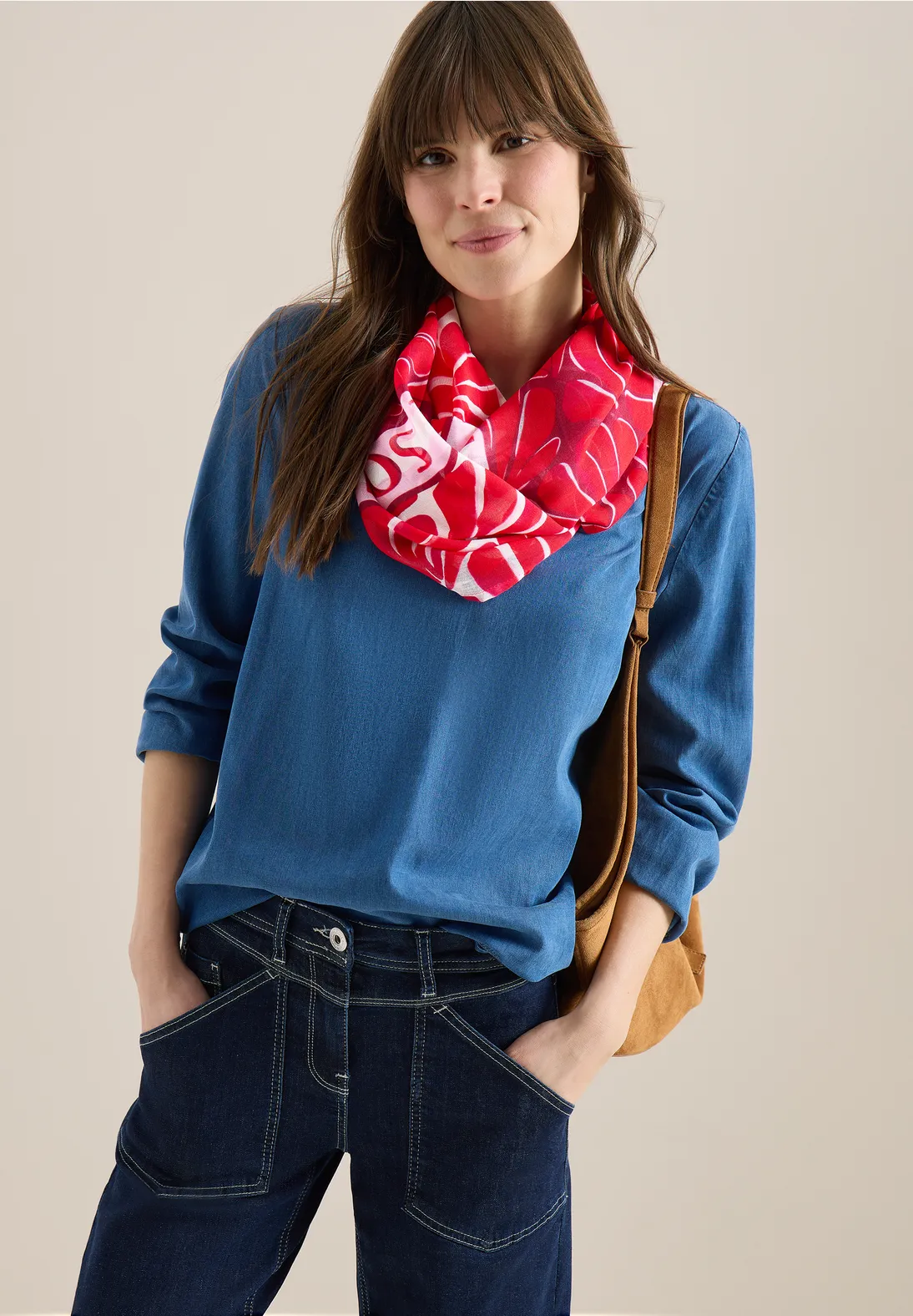 Cecil Lus Sjaal met Print - Glazed Apple Red