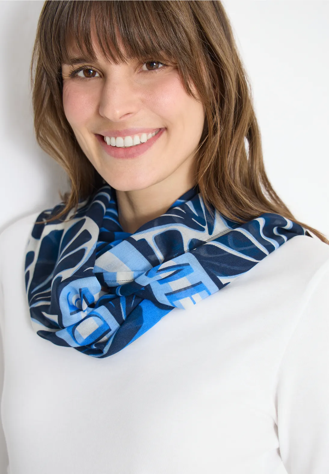 Cecil Loop Scarf with Print - Universal Blue