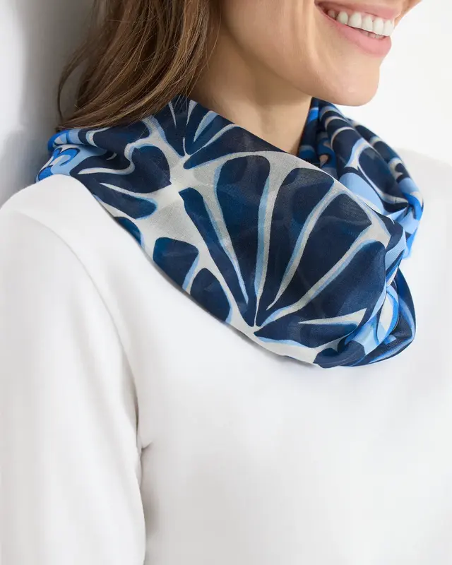 Cecil Loop Scarf with Print - Universal Blue