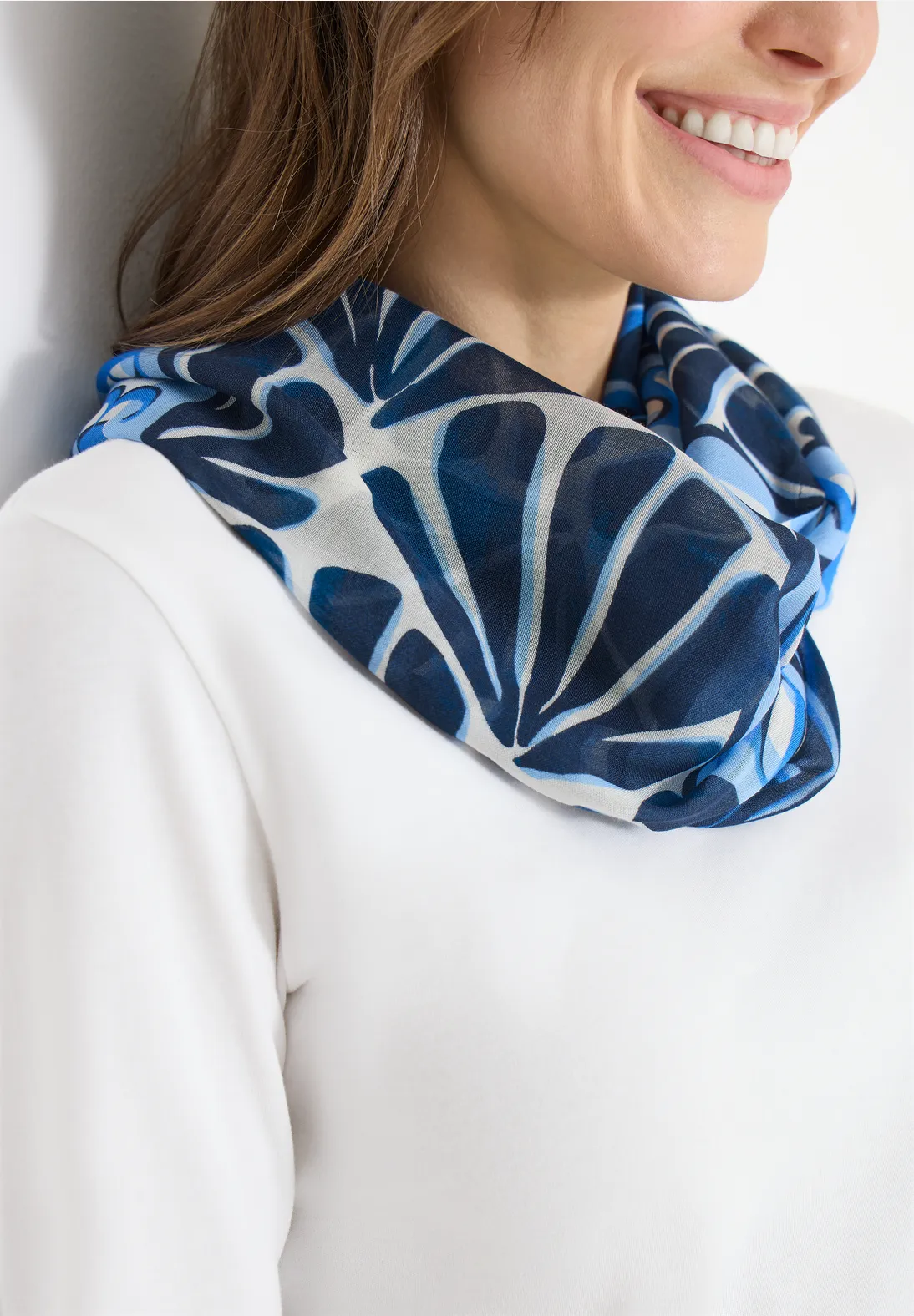 Cecil Loop Scarf with Print - Universal Blue