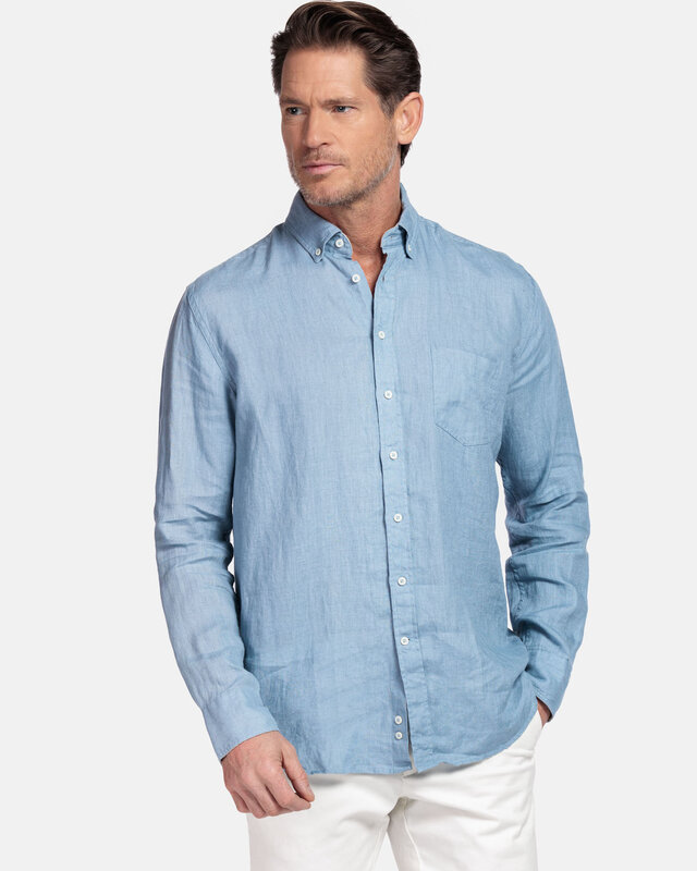 Giordano Leinen Hemd - Light Blue