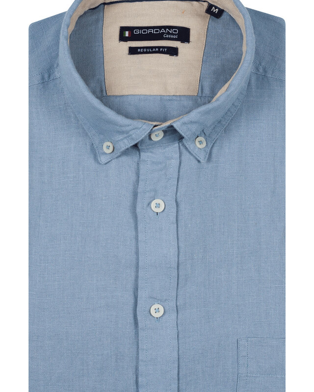 Giordano Linnen Overhemd - Light Blue