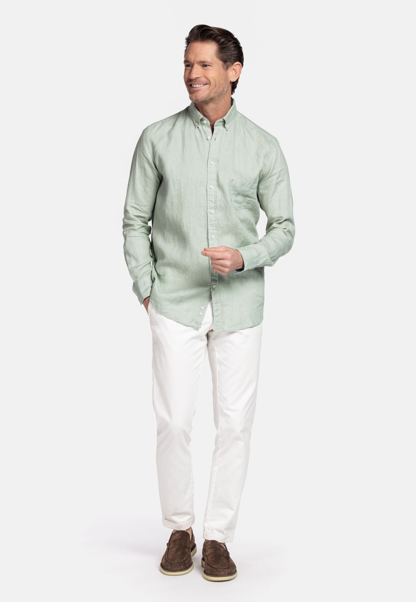 Giordano Leinen Hemd - Green