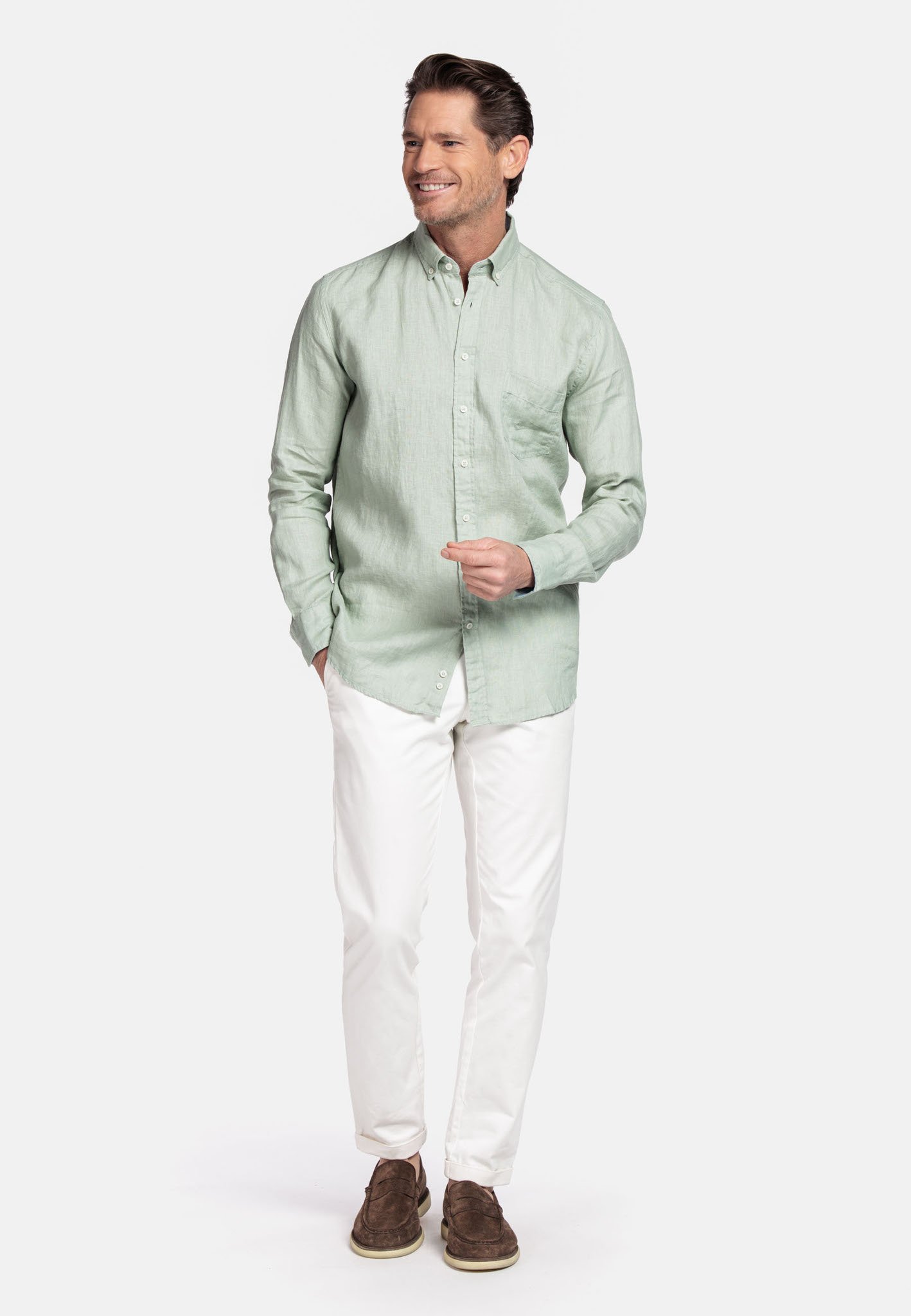 Giordano Linnen Overhemd - Green