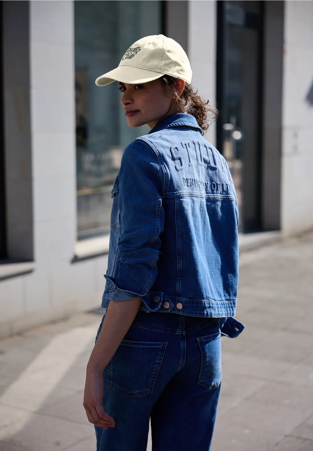 Street One Studio Denim Jacket Backprint - Medium Blue Wash