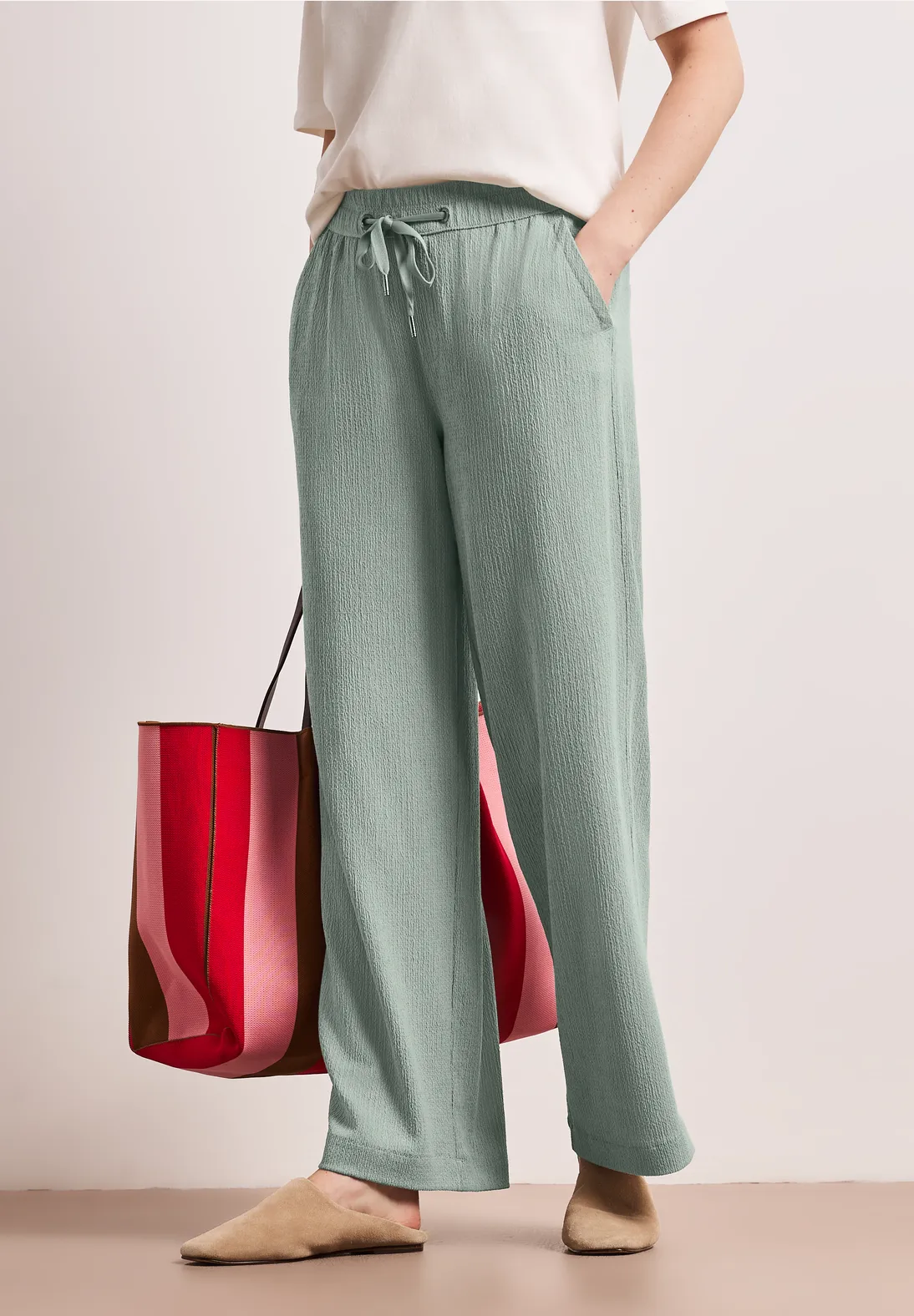 Street One High Waist Pants - Dark Mint Green