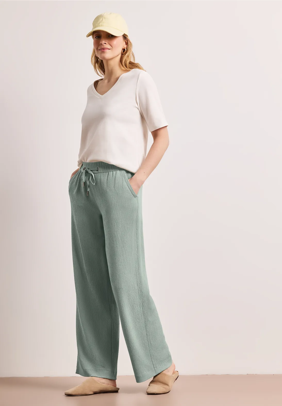 Street One High Waist Pants - Dark Mint Green